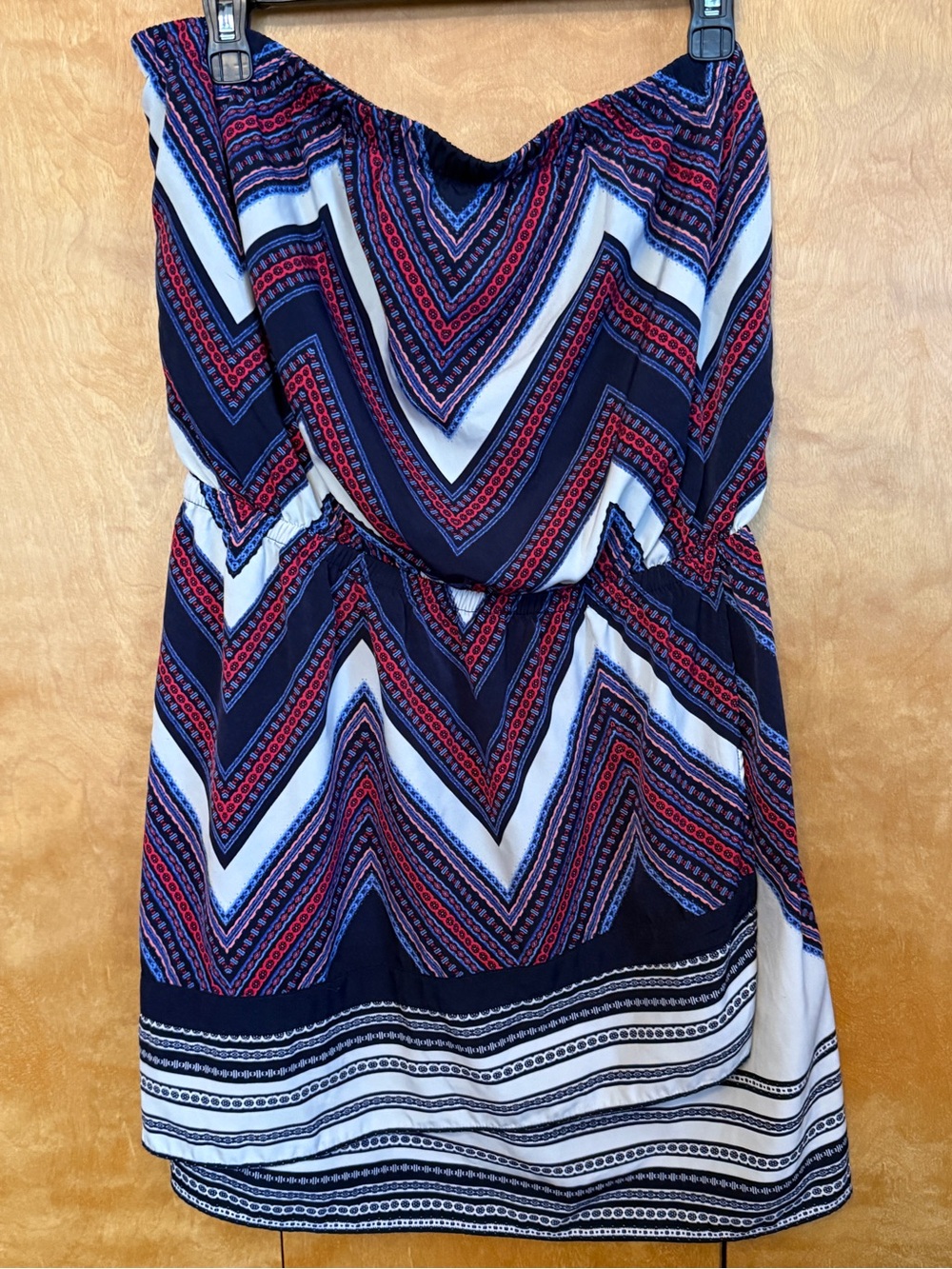 Express Tube top Dress Navy Chevron size Large